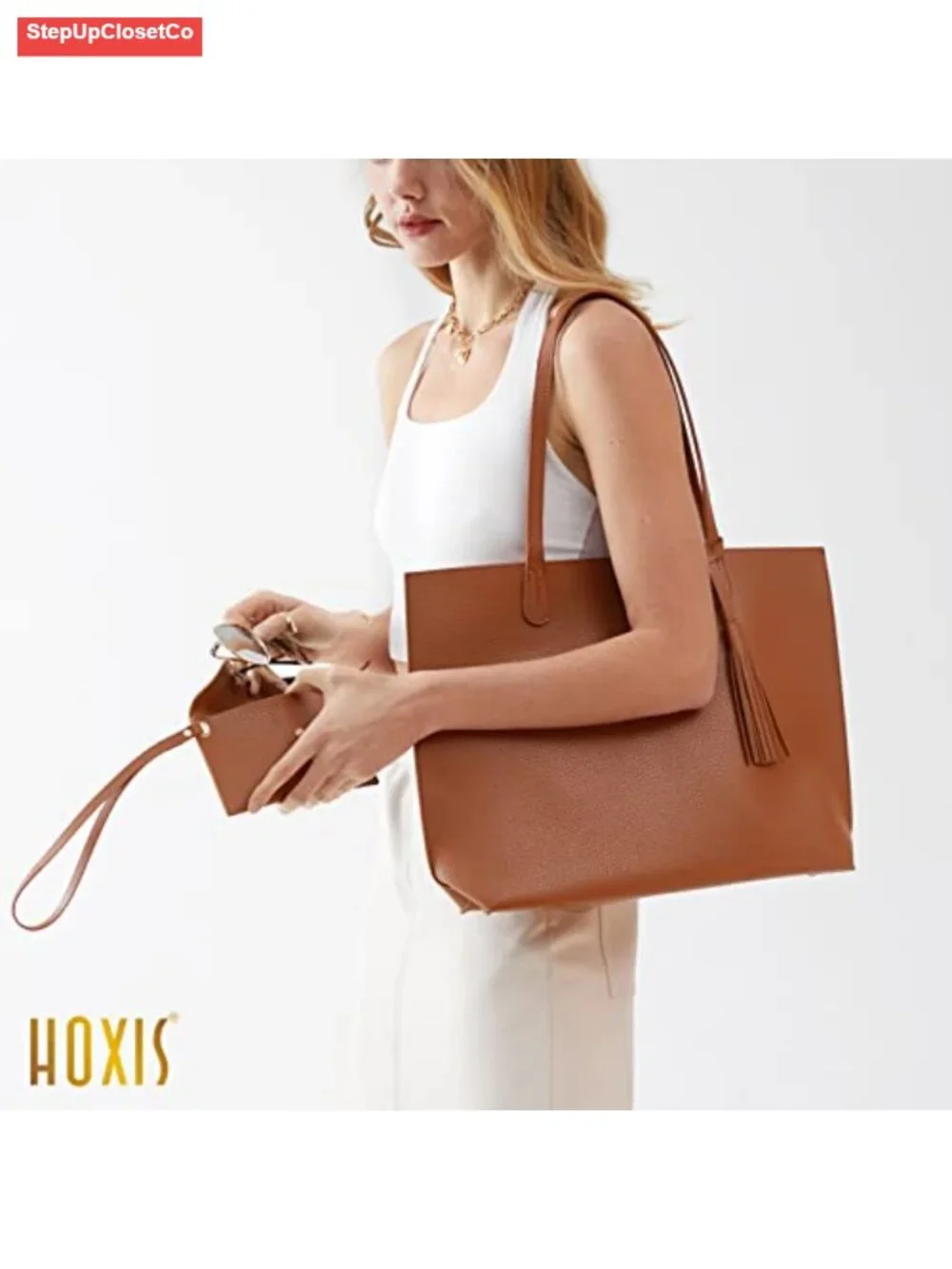 Minimalist Clean Cut Pebbled Faux Leather Tote Women's Shoulder Handbag